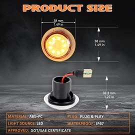 AreLokpri Side Marker Repeater Lights Compatible with 2010-2021 Ford Transit Connect, Full LED Front Fender Light Assembly, Clear Lens Amber 2PCS