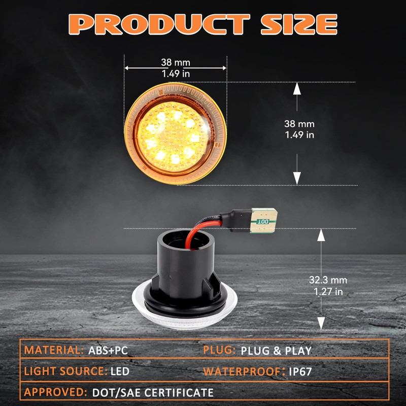 AreLokpri Side Marker Repeater Lights Compatible with 2010-2021 Ford Transit