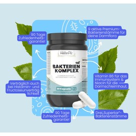 Bakterienkomplex | 12 aktive Bakterienstämme – hochdosiert 100 Mrd. KBE/g | 2-Monats-Kur für eine natürlichen Darmflora | magensaftresistent & vegan – ohne Inulin | mit Lactobacillus & Bifidobakterien