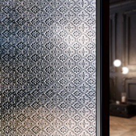 DARUITE Window Film Privacy, Flower Patterned Decorative Privacy Film Static Cling Anti-UV Privacy Film for Glass Windows for Home Office(30x100cm)
