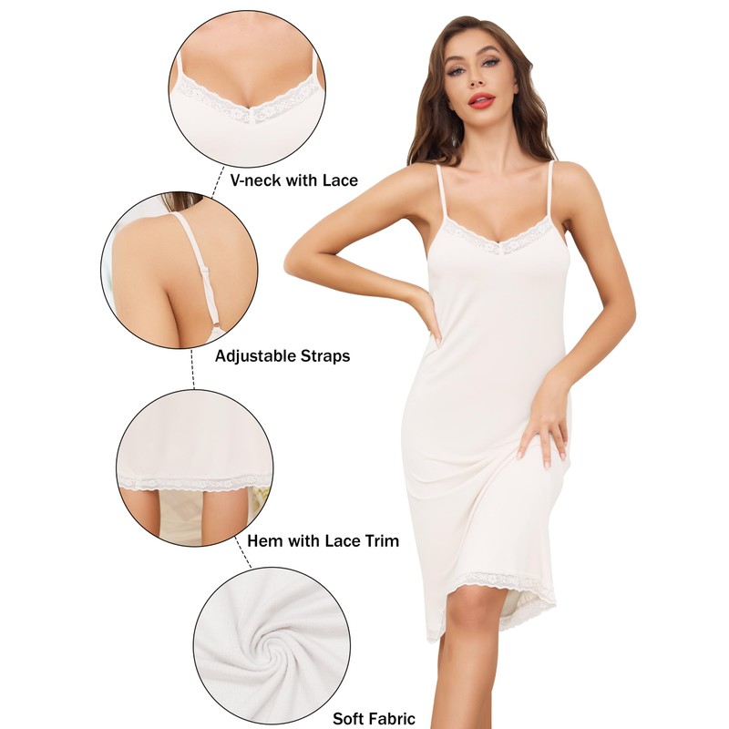 Vlazom Petticoats for Under Dress, Long Lace Women's Full Slips