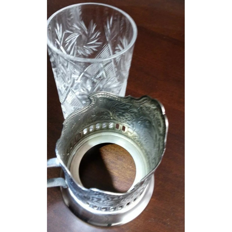 Crystal Granyoniy Tea Glass with Podstakannik, Hot/Cold Beverage Glass with