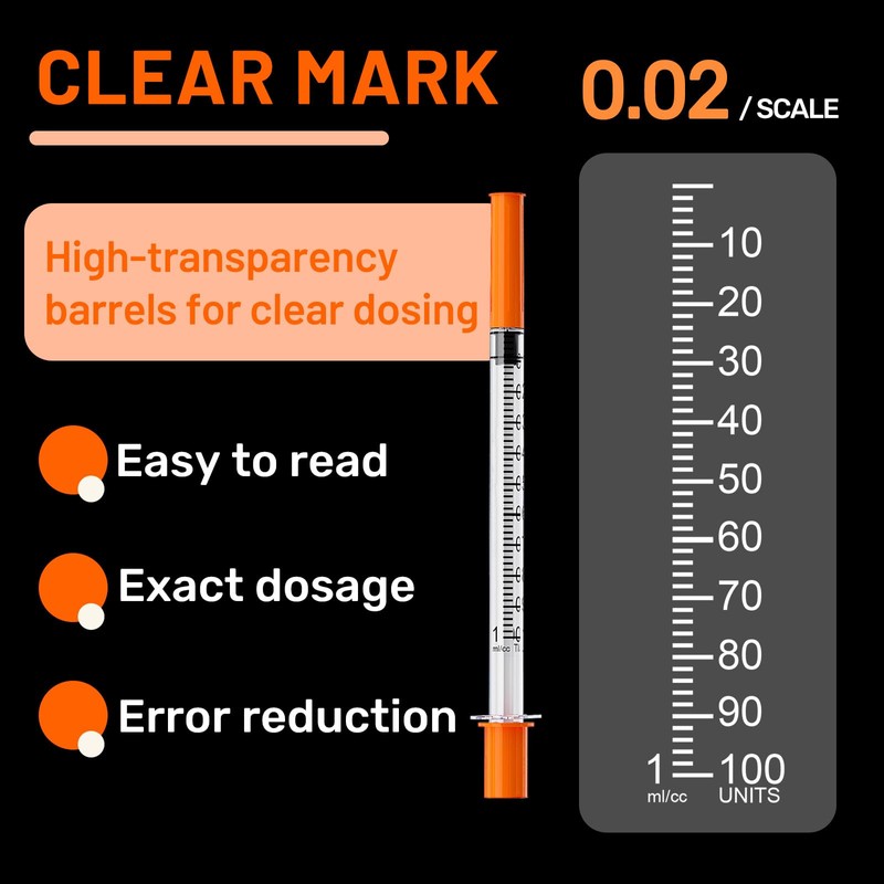 U-100 1mL Syringe 30Ga 1/2" 12.7mm Disposable Tools, Sterile Individually