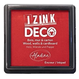 Aladine - Izink Déco ink pad size XL 10 x 10 cm - very opaque pigments, quick drying - high-quality foam - ideal for creative prints on wall, wood and cardboard - red