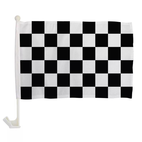 Unbranded 1 Doz Black & White Checkered Single-Sided Car Flag