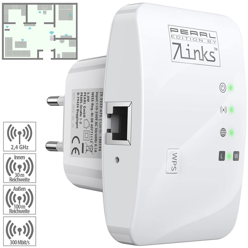 7links Internet Amplifier: Mini WiFi Repeater with WPS Button, 300
