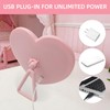 Taolivingmart Pink Heart LED Makeup Mirror Kids USB Foldable Travel