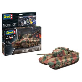 Revell Model Kit Tiger II AUSF. B | Legendary King Tiger with Henschel Tower | Scale with Extensive Chassis, Rotating Tower & Height-Adjustable Cannon | Includes Glue and Brush