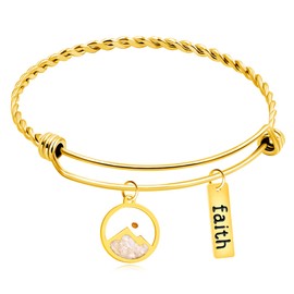 Yongxu 2.5 Inch Gold-plated Stainless Steel Faith Bangle Real Mustard Seed Faith Can Move Mountains Bracelets Charm Jewelry for Christian Inspirational Gift