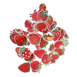 jojofuny 50pcs Strawberry Stickers Stickers for Adults Pink Cute Girly Fruit Stickers Cartoon Sticker Stickers for Strawberry Themed Decals Fruits Stickers Red
