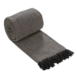 Quality Beddings Grey Cotton Woven Arm Chair Sofa Single Throw 1 Seater Chair Sofa Single Bed Size Reversible 127cm x 153cm (Herringbone Grey, 50''x60'')