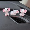 HANFEIDA Mini Elephant Figurines Cute Car Dashboard Accessories, 6 Pcs