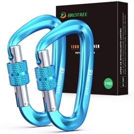 Brotree Carabiner with 1200 kg Load Capacity, Carabiner Hook with Keyring / Screw-Lock Configuration, Heavy Duty Screw-Lock Carabiner for Hammocks, Camping, Hiking, Fishing & More