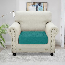 MAXIJIN Waterproof Sofa Seat Cushion Cover Jacquard Sofa Seat Cover Non-Slip Couch Seat Slipcover Protector Replacement for Individual Cushion with Elastic Bottom (Blackish Green, 1 Seater)