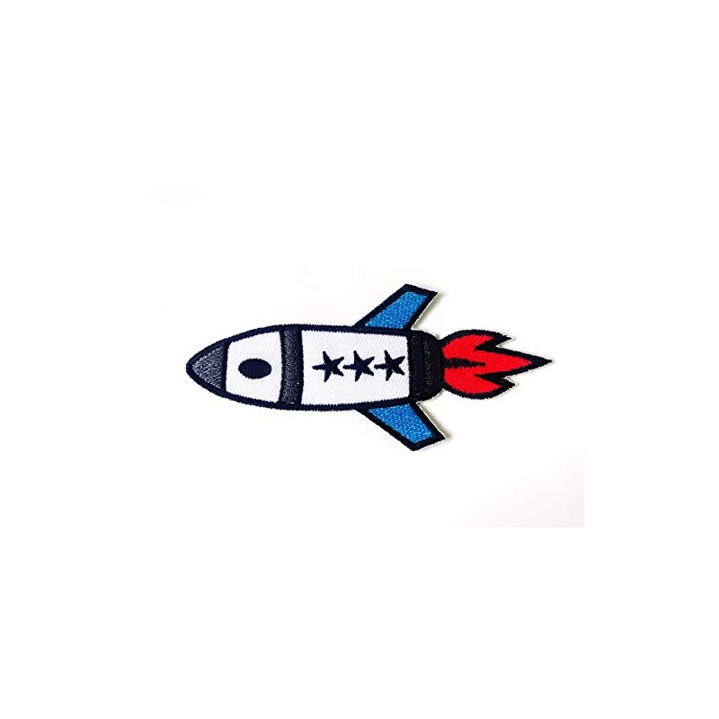 Rocket Shuttle Space Ship Cute Cartoon Logo Applique Embroidered Sew