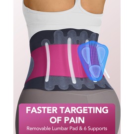 Fitomo 0.5mm Ultra Thin Back Brace for Women Men, 3D Lumbar Pad, Seamless Yoga Fabric, Lightweight Back Brace for Lower Back Pain Relief, Sciatica, Posture, Lifting, Wearg Under Clothes, Rose, XL