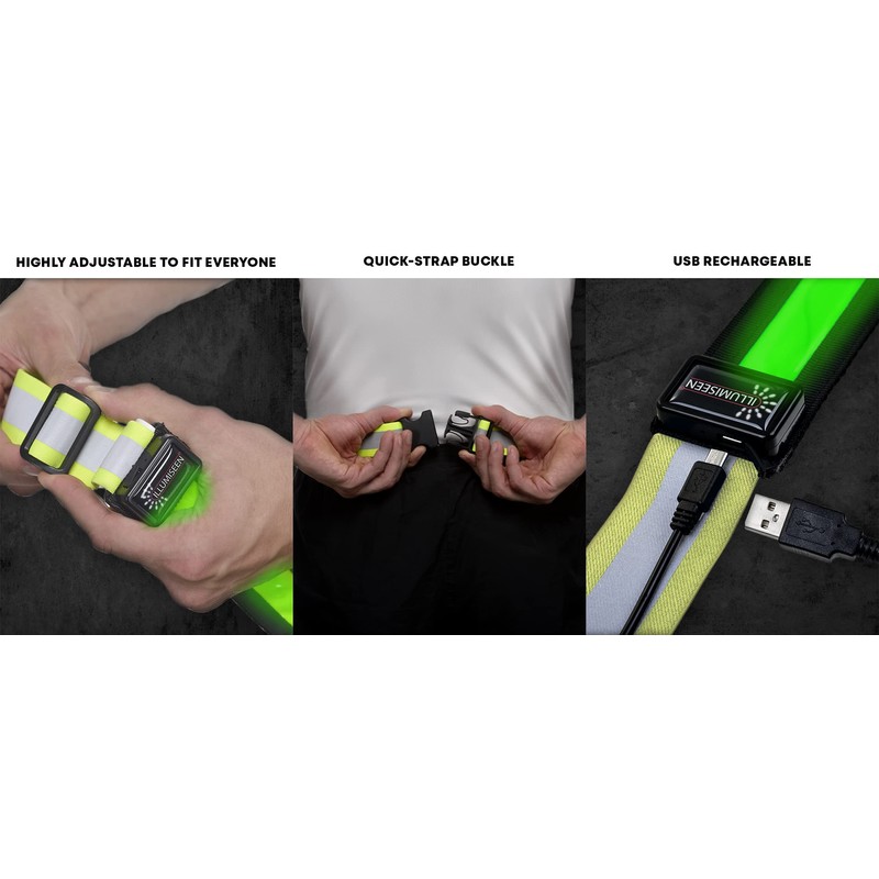 Illumiseen LED Reflective Belt Sash | High Visibility LED Lights