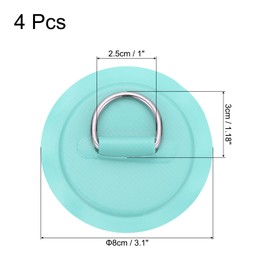 PATIKIL 3.1" Paddle Board D Rings, 4 Pcs Stainless Steel D-Ring PVC Patch Pad No Glue Include for Raft Kayak Inflatable Boat Surfboard, Light Green
