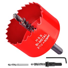 2-3/8 Inch / 60mm Hole Saw for Wood, Plastic Board, Ceiling,Drywall, and Metal Sheet - HSS Bi-Metal Hole Cutter with Pilot Drill Bit