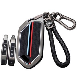 ontto Alloy Car key fob cover Fit for Kia Telluride EV9 2023 2024 Picanto Sorento Carnival KA4 Morning K5 Carens 2024 Smart key case keyring Key Shell Holder bag keychain Accessories 8 buttons Black