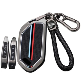 ontto Alloy Car key fob cover Fit for Kia Telluride EV9 2023 2024 Picanto Sorento Carnival KA4 Morning K5 Carens 2024 Smart key case keyring Key Shell Holder bag keychain Accessories 8 buttons Black