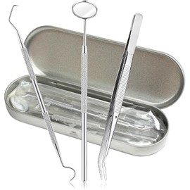 Dental Care Tools Kit, 100% Surgical 304 Stainless Steel Dental Pick Tartar Scraper Tooth Cleaner, Oral Care Hygiene Set with Storage Case