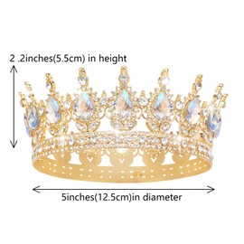 Queen Crown Rhinestone Wedding Crowns and Tiaras for Women Costume Party Hair Accessories Princess Birthday Crown Crystal Bridal Crown (KC Gold & Moonlight Crown)