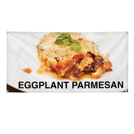Vinyl Banner Multiple Sizes Eggplant Parmesan Advertising Printing Food & Beverage Eggplant Outdoor Weatherproof Industrial Yard Signs White 6 Grommets 36x72Inches