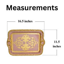Large Florentine Wood Vintage Serving Tray, 16.5" x 11.5", Kitchen Island Decor Centerpiece, Bathroom Tray Decor, Cocktail Tray, Small Serving Tray, Vintage Decor for Home, Made in Italy (Pink)
