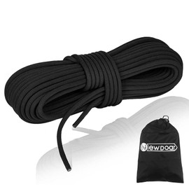 NewDoar CE & UIAA Certificated 18KN Static Climbing Rope 10mm (3/8in) High Strength Accessory Cord Double Braid Safety Rope for Prusik Hauling Dragging(Black 10mm,165ft)