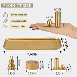 SUJAIMEI 6 in1 Incense Burner Set,Incense Holder with Ash Catcher for Incense Sticks,Coil Incense,Incense Cones, Brass Incense Stick Holder Storage for Home Decor