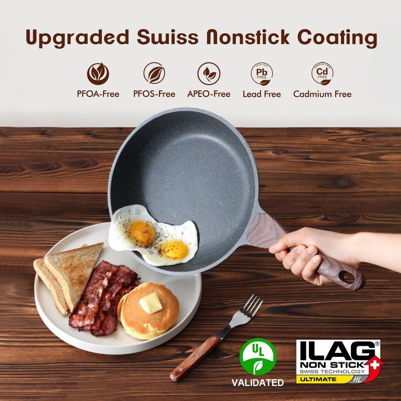 SENSARTE Nonstick Frying Pan Skillet, Swiss Granite Coating Omelette Pan,