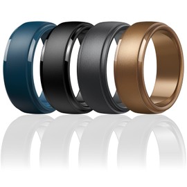 Egnaro Men's Silicone Wedding Rings: Classic Black Style Rubber ring - Hypoallergenic for Gym/Outdoor/Gift(1/4/7 Variety Pack with Half Size)