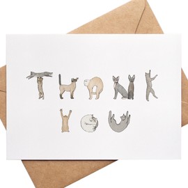 Thank You Card, Cat Thanks Card (Premium Quality Card, Handmade)