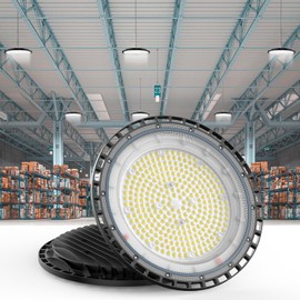 Rommor 200W UFO LED High Bay Light 28,000lm 5000K LED High Bay Lights with UL Listed US Hook 5' Cable Alternative to 800W MH/HPS IP65 Commercial Light Fixture for Warehouse Workshop Barn Factory Gym