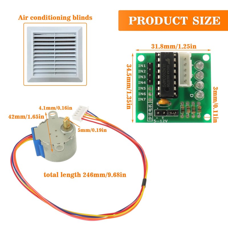 HUAREW 5pcs 5-Wire 4-Phase by 28BYJ-48 Stepper Motor, with 5
