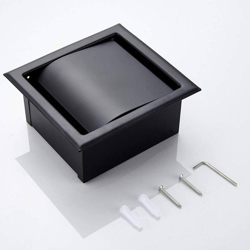 AmandaJ Toilet Roll Holder Stainless Steel Matt Black Built-in Wall