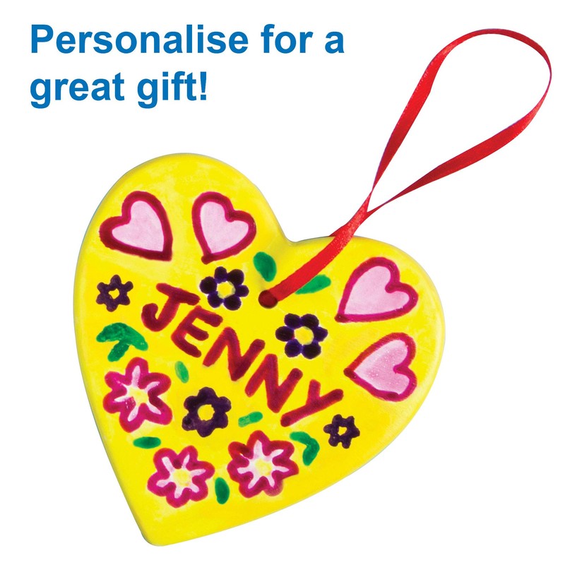 Baker Ross EV5425 Hanging Ceramic Heart Decorations (Pack of 5)