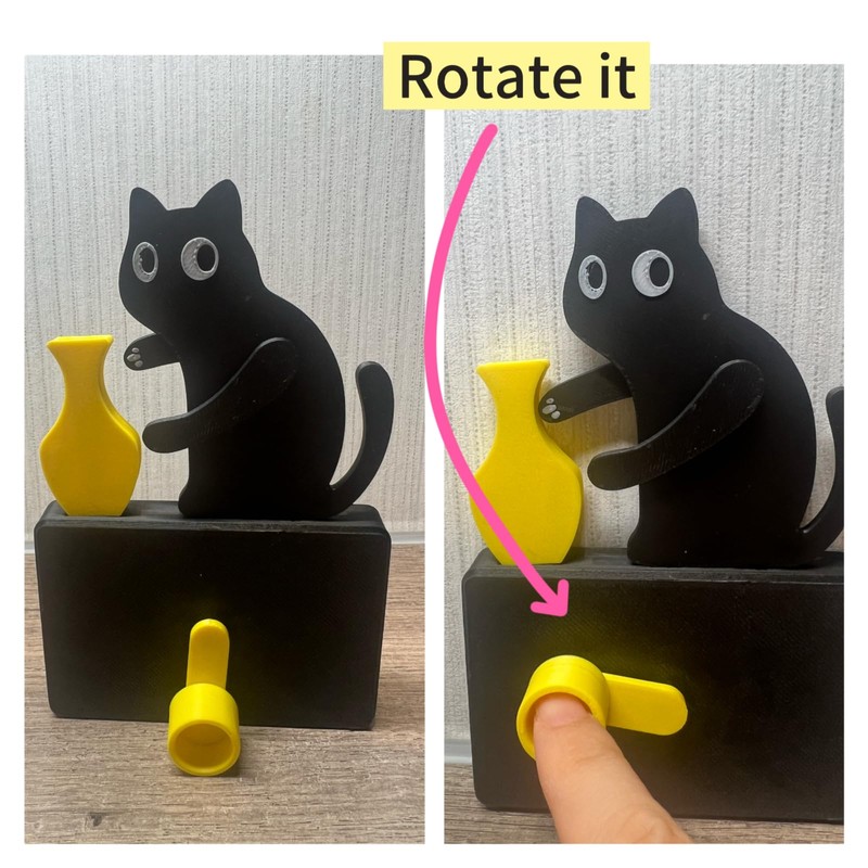 Funny Black Cat Fridge Magnets, Fridge Magnets with Swinging Vase,