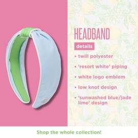 Lilly Pulitzer Top Knot Headband for Women, Colorful Knotted Headband, Cute Hair Accessories for Women, Sunwashed Blue/Jade Lime