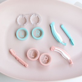 Contact one-day lens insertion clip, suction stick case - Pink / 콘택트 원데이 렌즈 끼는 빼는 집게 흡착봉 케이스 - 핑크