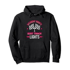 Womens Saturday Night Dirt Track Lights - Dirt Track Racing Pullover Hoodie