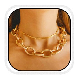 Unicra Chunky Gold Necklace Cuban Link Chain Necklace Choker Necklaces for Women, One size, Metal, No Gemstone