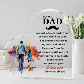 Dad Gift from Daughter Dad Birthday Gifts，Gifts for Dad - Acrylic Heart Plaque, Birthday, Christmas Gifts for Dad, New Dad, Stepfather, Best Dad Gifts，Retirement Thank You Gifts Fathers Day