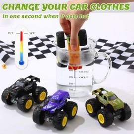 Wovnet 4 Pcs Color Changing Car Bath Toys Kids Truck Mold Water Table Toys Toddlers Baby Bathtub Toys Shifters Vehicles Cars for Valentine's Day Gift Sea Goodie Fillers Bags Party Favors