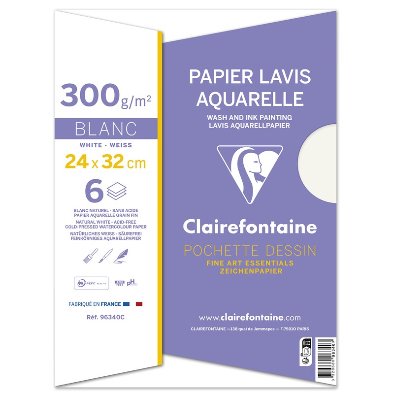 Clairefontaine 96340C Folder Watercolour Paper Ideal for Wet Techniques 300