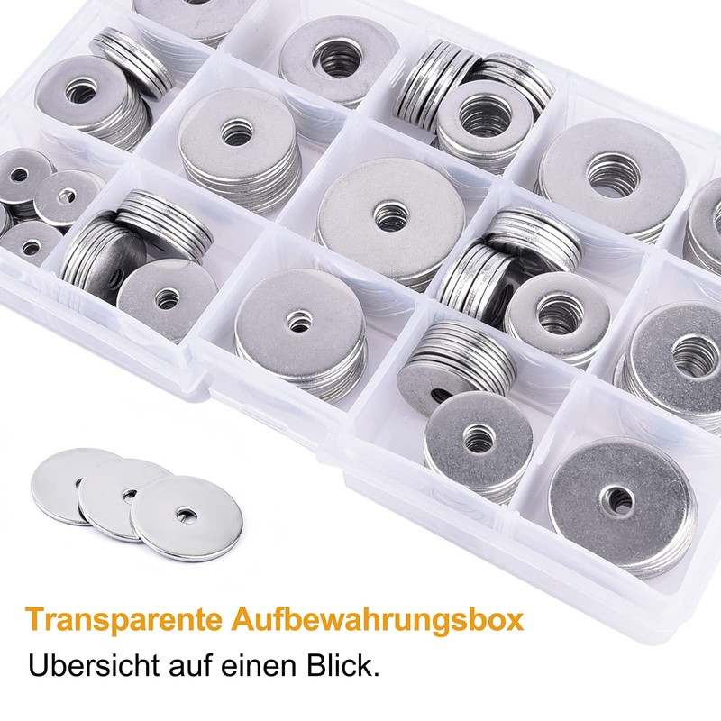 VIGRUE 240-Piece Flat Washer Set, Washers Assortment 7 Sizes M3
