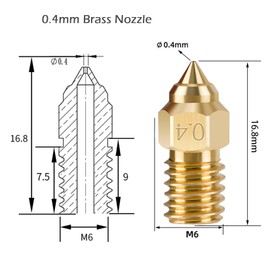 10PCS Brass 0.4mm Nozzles for Ender 3 V3 SE, Ender 5 S1, 3D Printer Parts High Speed M6 0.4mm Nozzles Kit for Ender 3 V3 SE, Ender 5 S1, Ender 7, Spider 1.0 Hotend