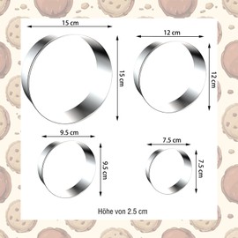 Round Cookie Cutters, Set of 4, Stainless Steel Cookie Cutters, Ring Circle Cookie Cutter for Pastry, Doughnut, Fondant, Baking, DIY Cakes, Pack of 4
