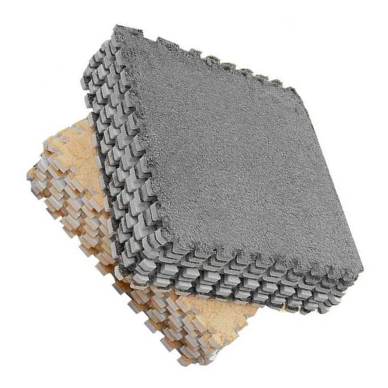 10Pcs Plush Foam Interlocking Carpet Tiles 11.8 X 11.8in Anti